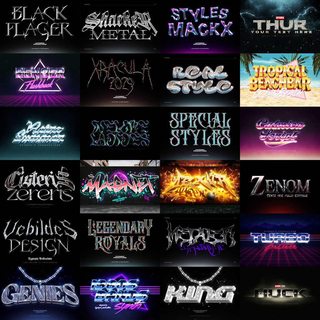 199+ Editable 3D Photoshop Texts & Styles Effects Bundle Vol-1