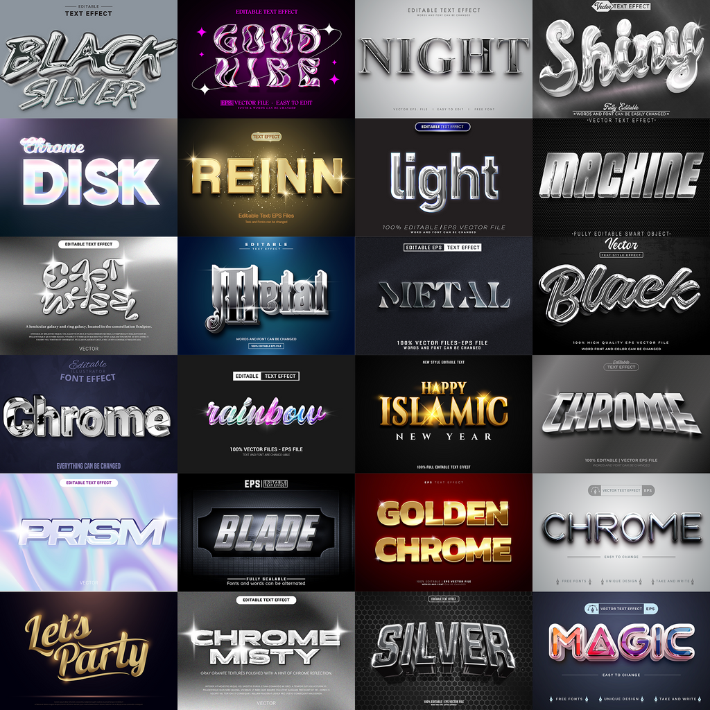 Power FX Pack – 5,000+ Editable Fire, Ice, Chrome, Stone & Smoke Text Effects (PSD + EPS)