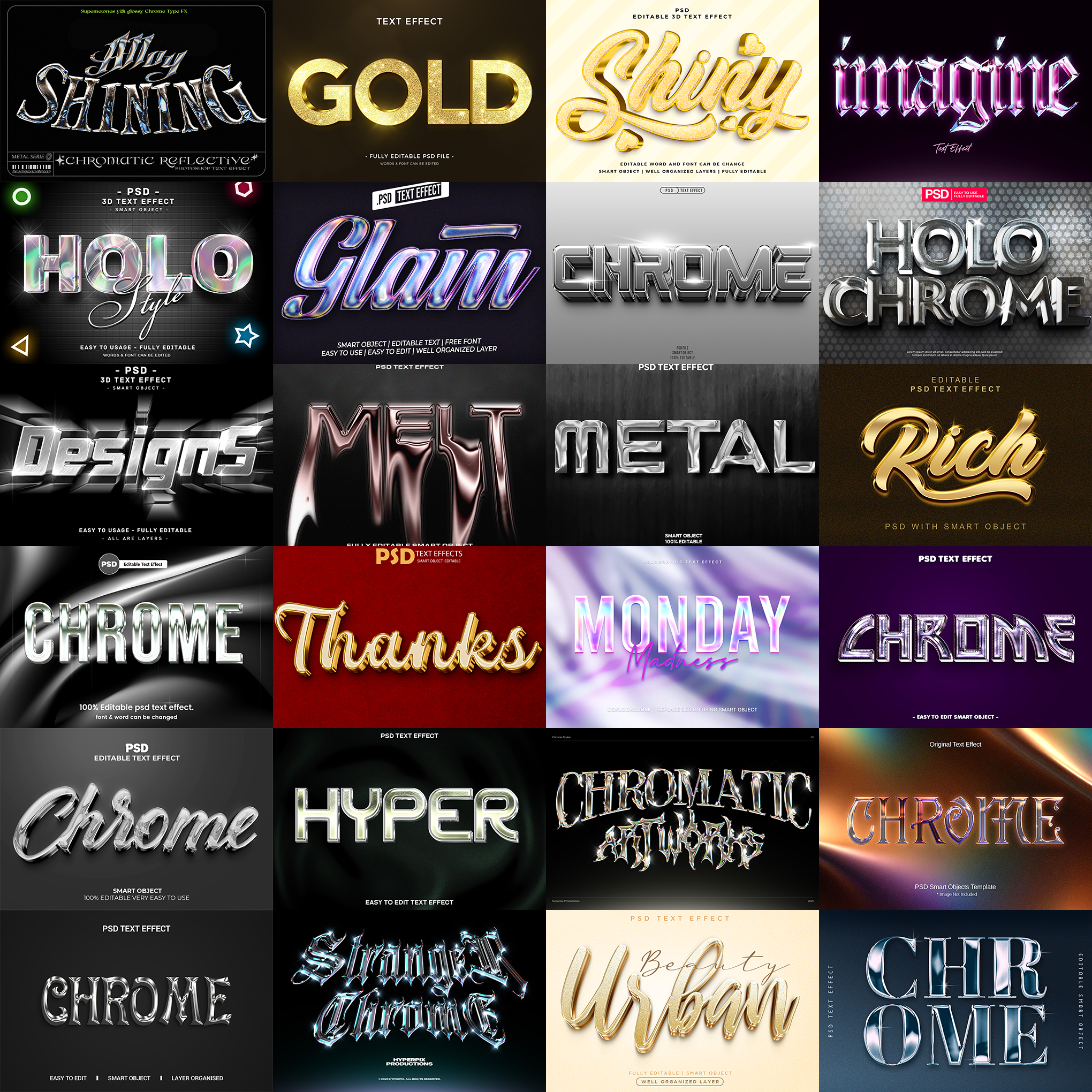 Power FX Pack – 5,000+ Editable Fire, Ice, Chrome, Stone & Smoke Text Effects (PSD + EPS)