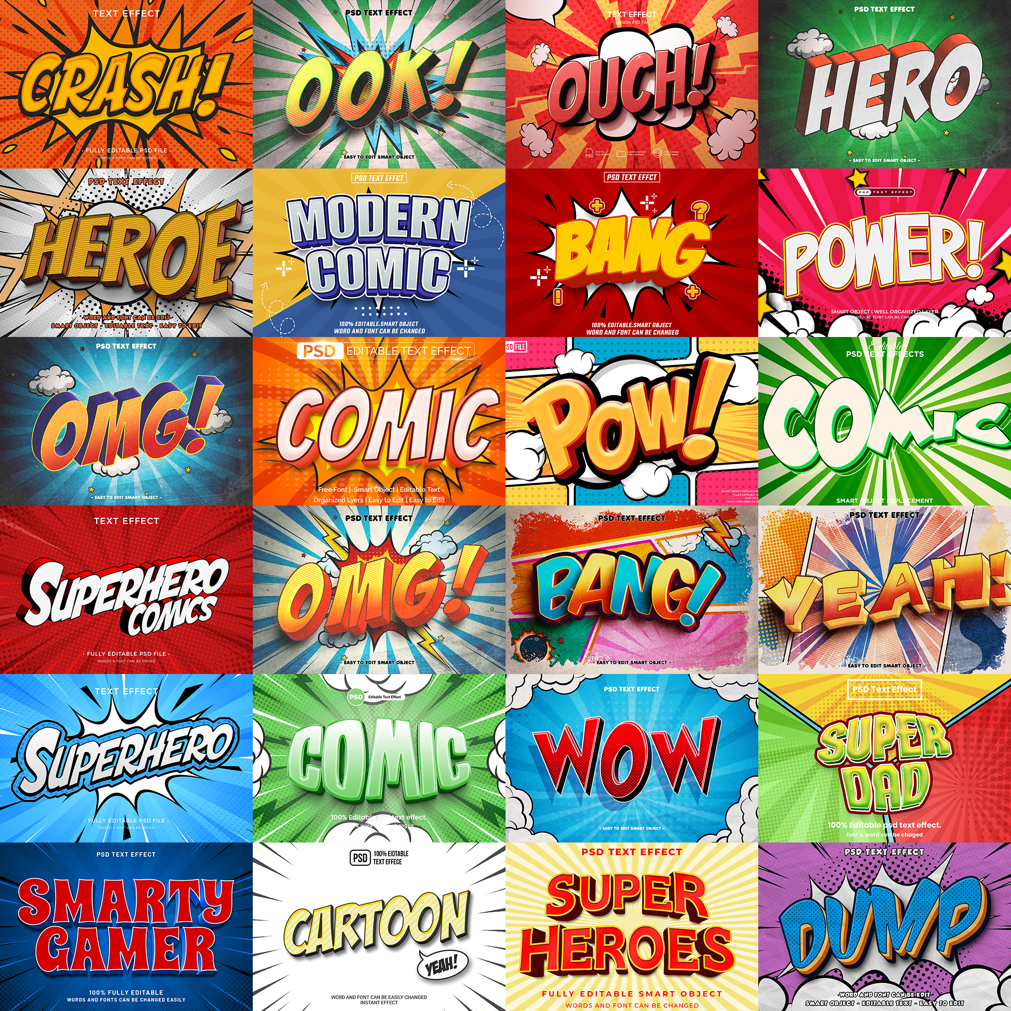 Creative FX Pack – 5,000+ Editable Retro, Pixel, Graffiti, Cosmic & Comic Text Effects (PSD + EPS)