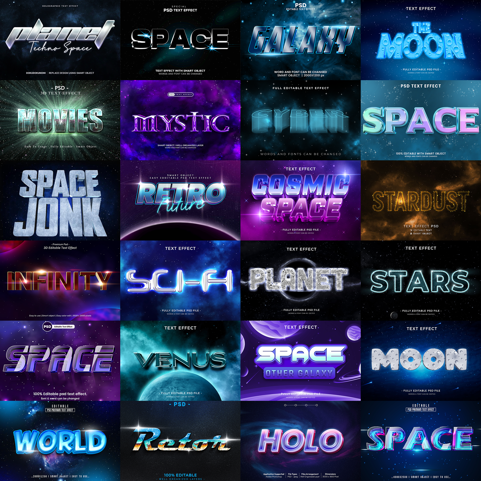 Creative FX Pack – 5,000+ Editable Retro, Pixel, Graffiti, Cosmic & Comic Text Effects (PSD + EPS)