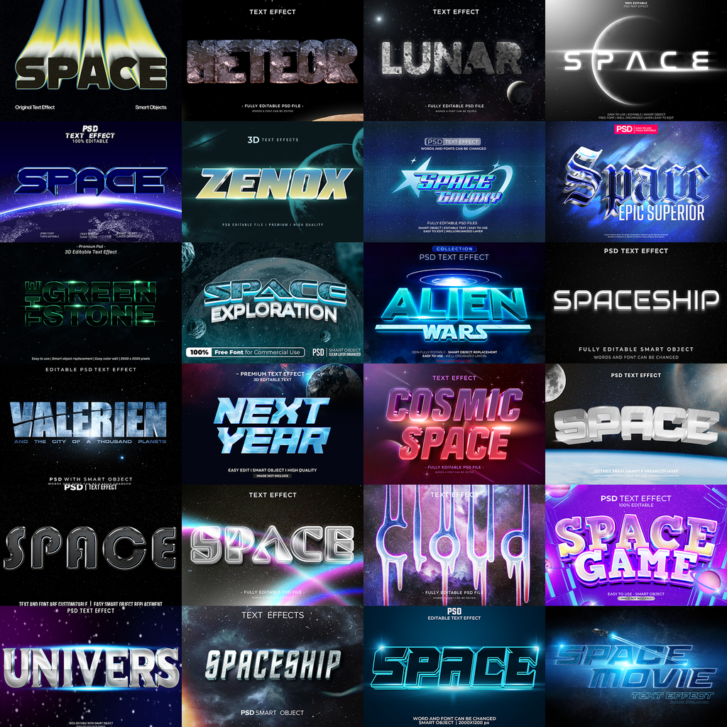 Creative FX Pack – 5,000+ Editable Retro, Pixel, Graffiti, Cosmic & Comic Text Effects (PSD + EPS)