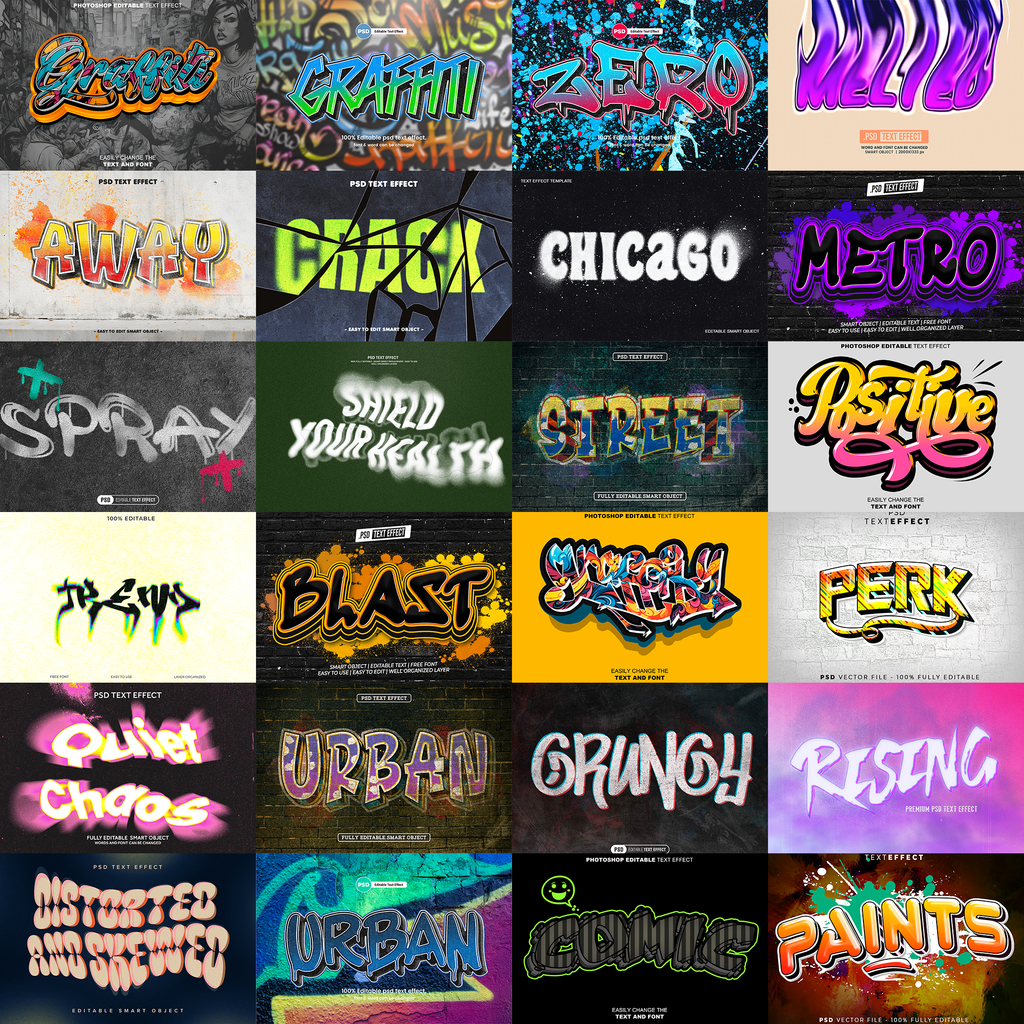 Creative FX Pack – 5,000+ Editable Retro, Pixel, Graffiti, Cosmic & Comic Text Effects (PSD + EPS)
