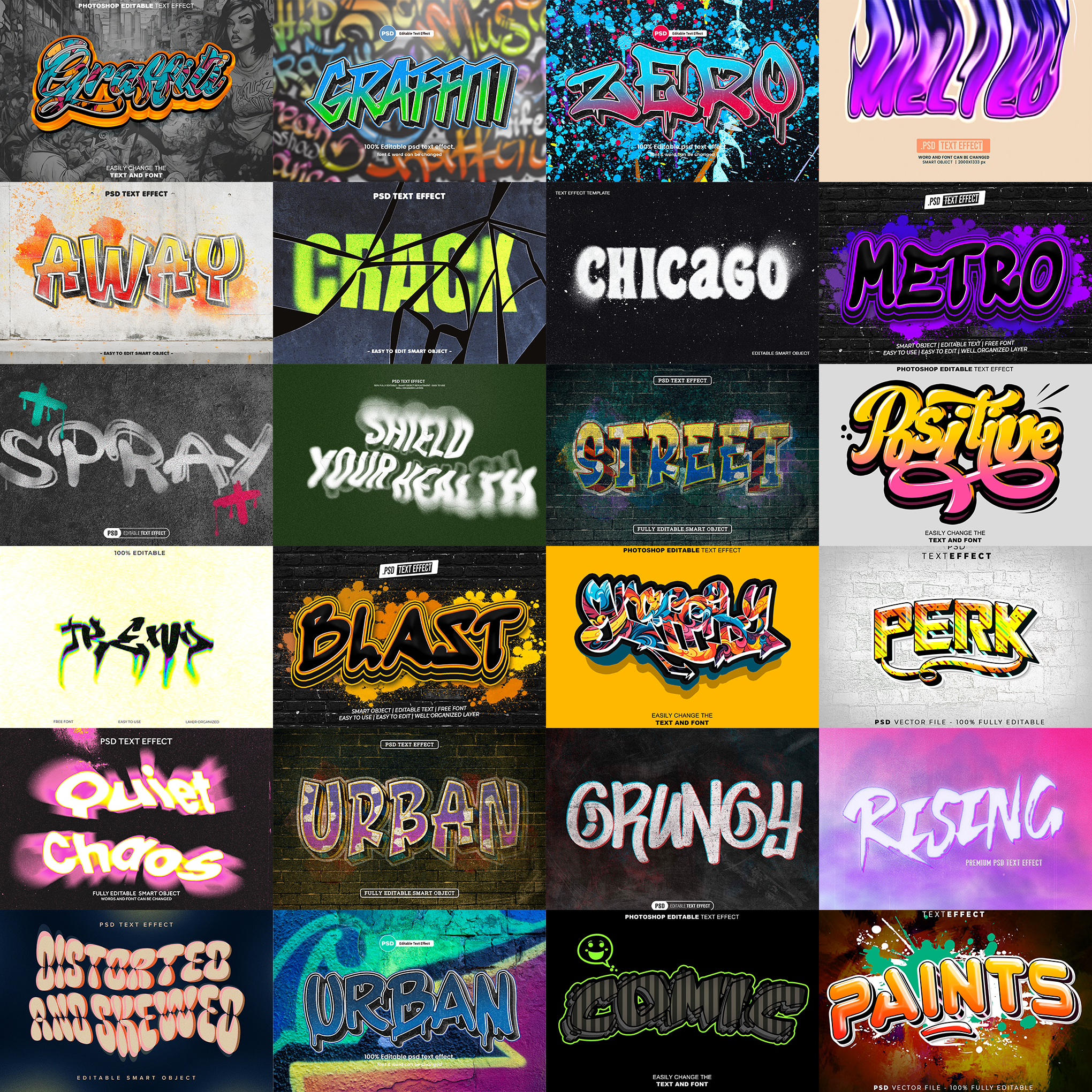 Creative FX Pack – 5,000+ Editable Retro, Pixel, Graffiti, Cosmic & Comic Text Effects (PSD + EPS)