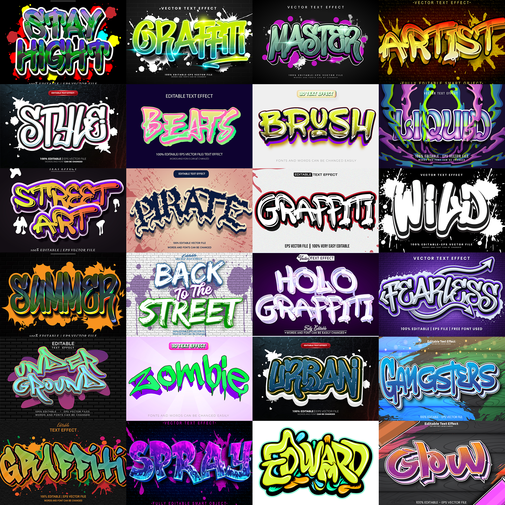 Creative FX Pack – 5,000+ Editable Retro, Pixel, Graffiti, Cosmic & Comic Text Effects (PSD + EPS)