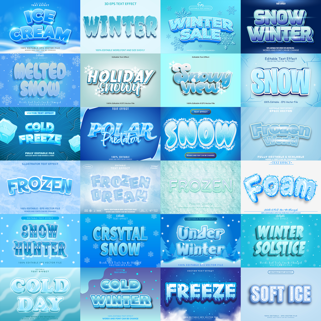 Power FX Pack – 5,000+ Editable Fire, Ice, Chrome, Stone & Smoke Text Effects (PSD + EPS)