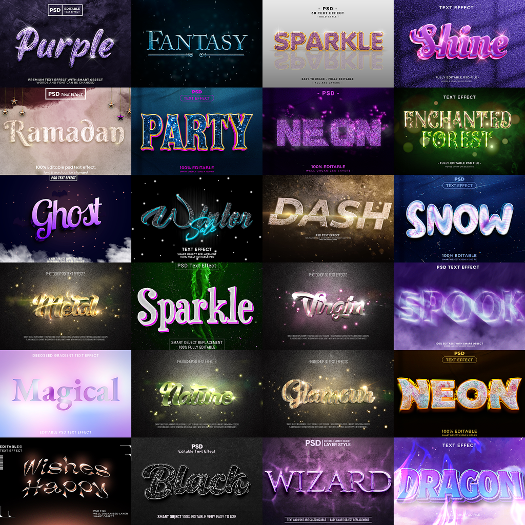 Premium FX Pack – 5,000+ Editable Gold, Magic, Liquid, Horror & Vintage Text Effects (PSD + EPS)