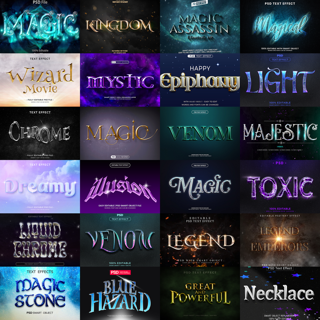 Premium FX Pack – 5,000+ Editable Gold, Magic, Liquid, Horror & Vintage Text Effects (PSD + EPS)