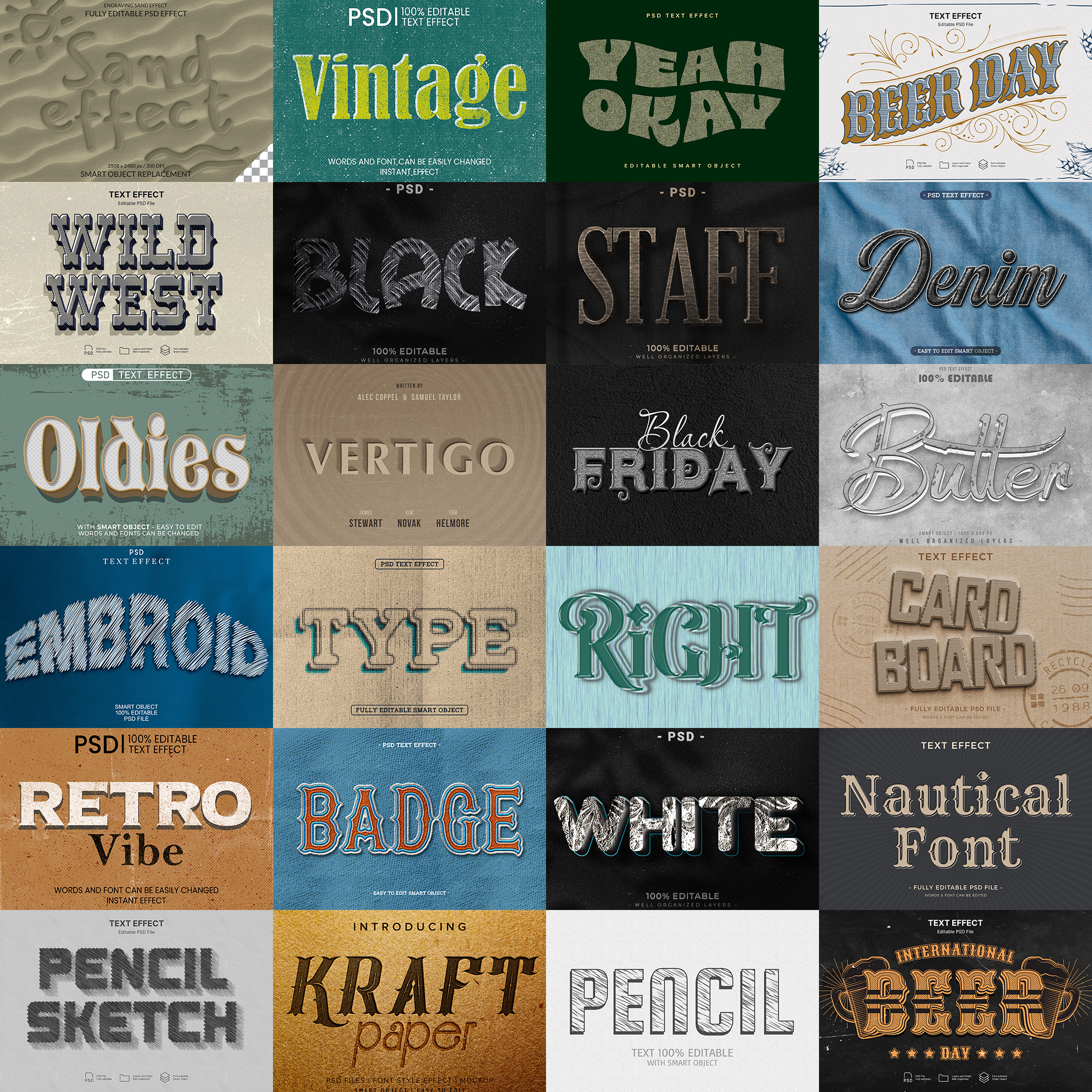 Power FX Pack – 5,000+ Editable Fire, Ice, Chrome, Stone & Smoke Text Effects (PSD + EPS)