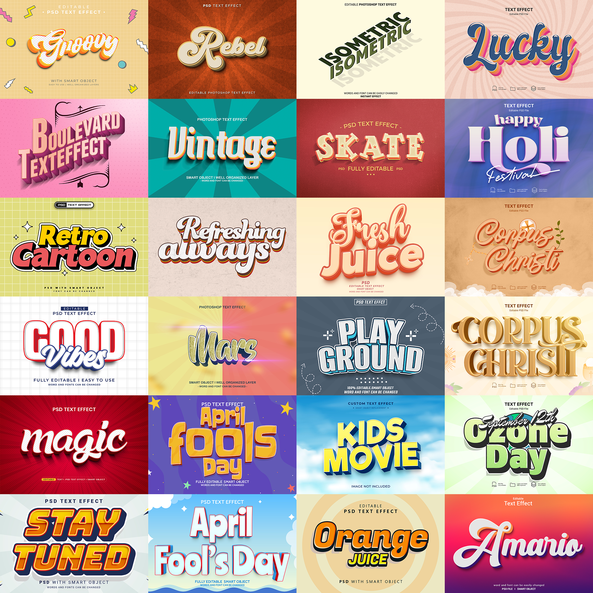 Vintage Type FX – 1000+ Editable Retro, Letterpress, & Typography Text Effects (PSD + EPS)